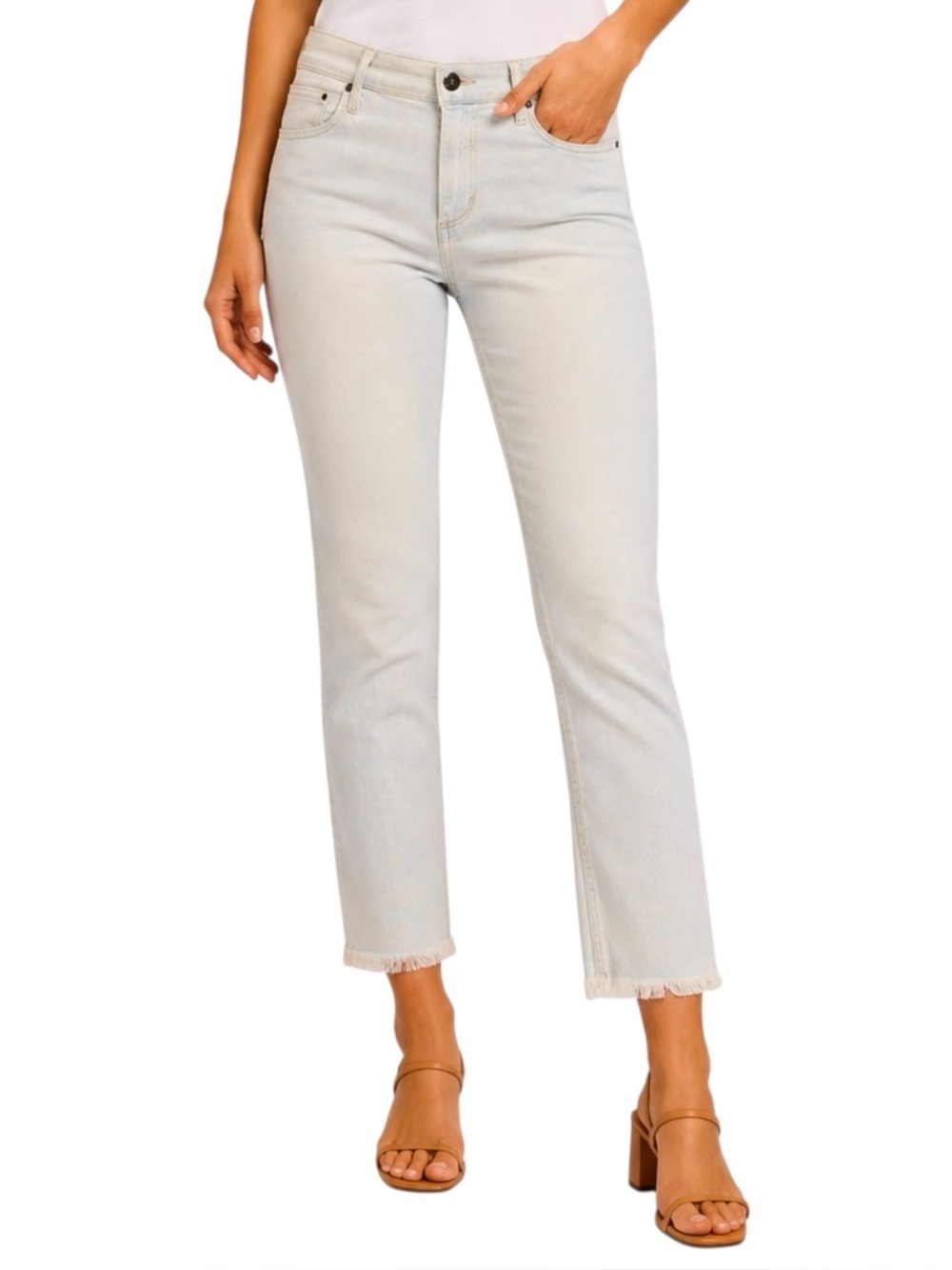 Citizens of Humanity Raw Hem Skinny Ankle Jeans Pale Blue Cream 27